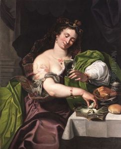 Junge Dame Mit Weinglas Und Artischocken