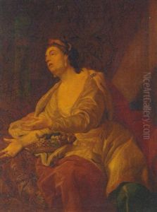 A Lady With A Basket Of Flowers