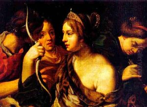 Diana Holding A Bow Accompanied By Three Of Her Handmaidens by Abraham Janssens