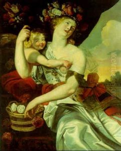 Spring: Flora And Cupid In A Bower, A Garden Beyond Spring: Flora And Cupid In A Bower, A Garden Beyond