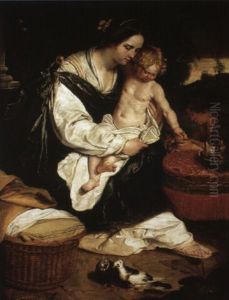 The Virgin And Child With The Infant St. John The Baptist by Abraham Janssens