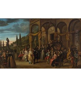 Terrasse Mit Tanzgesellschaft by Hieronymous (Den Danser) Janssens