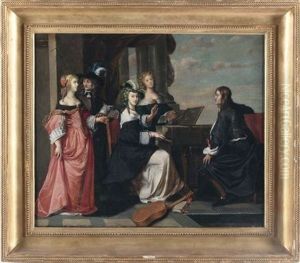 Elegante Compagnia Con Clavicembalo by Hieronymous (Den Danser) Janssens