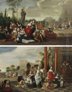 Scenes Courtoises (pair) by Hieronymous (Den Danser) Janssens