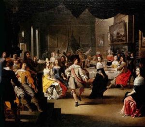 Scene De Bal Dans Un Interieur Hollandais