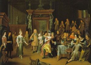 Elegante Gesellschaft Bei Musik Und Tanz Im Saal Eines Schlosses by Hieronymous (Den Danser) Janssens