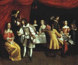 Elegante Gesellschaft Beim Mahl by Hieronymous (Den Danser) Janssens