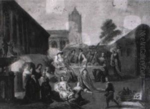 Le Banquet Dans La Cour Du Palais by Hieronymous (Den Danser) Janssens