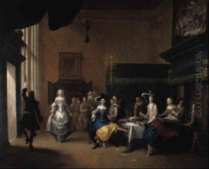Frohliche Gesellschaft In Einem Saal by Hieronymous (Den Danser) Janssens