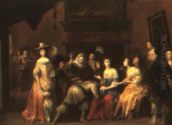 Elegant Company In An Interior, Playing A La Main Chaud - view 1