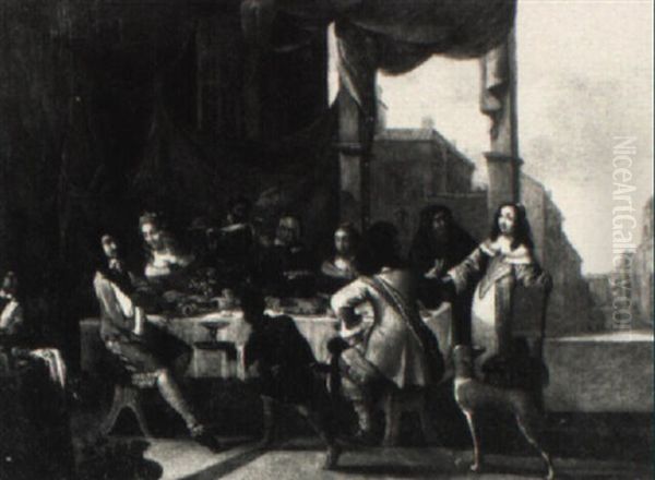 Elegant Supper Around A Table In An Open Loggia - view 1