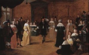 Interior With Elegant Figures Dancing by Hieronymous (Den Danser) Janssens