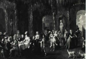 Elegant Figures Dining In A Grotto Folly