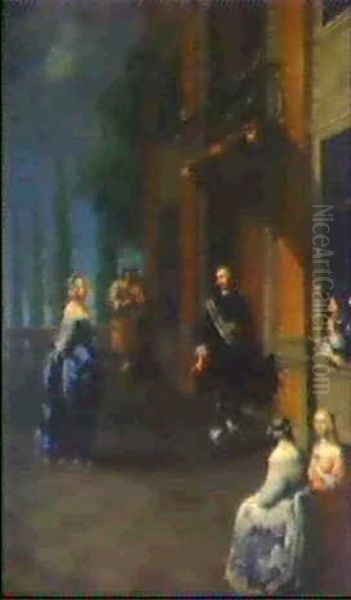 Dansande Sallskap Pa Slottsterrass - view 1