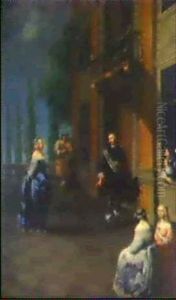 Dansande Sallskap Pa Slottsterrass by Hieronymous (Den Danser) Janssens