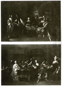 Elegant Figures At Dinner & Elegant Figures Playing Cards by Hieronymous (Den Danser) Janssens