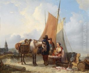 Fischer Am Strand Von Scheveningen by Johan Janssens