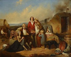 Rustende Familie Bij Uitgebrand Huis by Johan Janssens