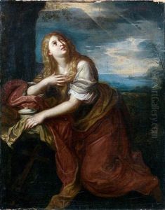 Marie-madeleine Dans Un Paysage De Bord De Mer by Victor Honore Janssens