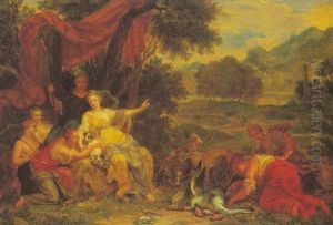 Diana And Her Attendants Resting In A Wooded Landscape