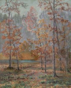 Autumn Landscape By A Lake by Alfred Jansson