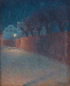 Manskensnatt, Street Scene From Bastugatan, Sodermalm, Stockholm by Eugene Jansson