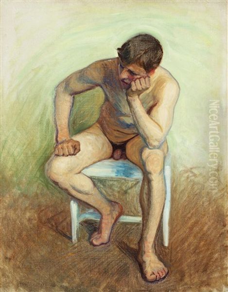 Manlig Aktstudie, Sittande Modell - view 1
