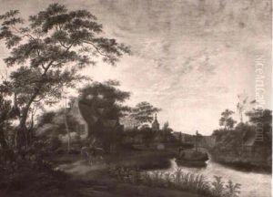 Landscape With A Canal, A Trekvaart And Fifures by Johannes (Janssonius) Jansson