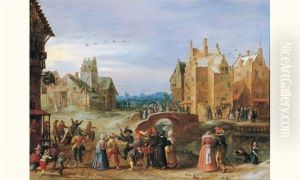 Scene De Carnaval Dans Une Ville Des Flandres by Govert (Mynheer) Jansz
