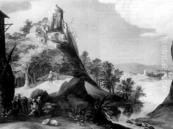 Figures In A Mountainous Landscape - view 1