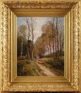 Berger Et Son Troupeau En Foret by Louis-Aime Japy