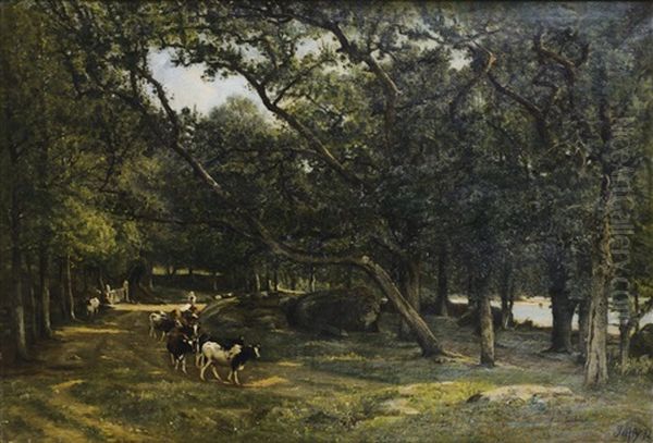 Troupeau De Vaches Sur Un Chemin - view 1