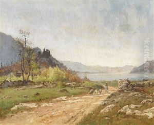 Seelandschaft Mit Schafherde by Louis-Aime Japy