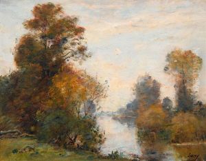 Herbstliche Flusslandschaft by Louis-Aime Japy