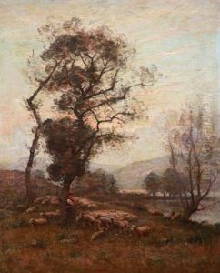 Gardienne Et Son Troupeau De Moutons by Louis-Aime Japy