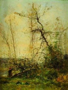Paysanne Pres Des Arbres by Louis-Aime Japy