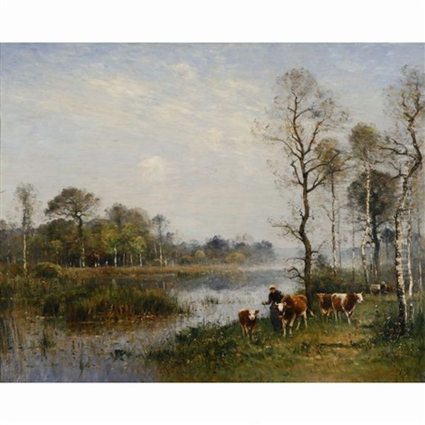 Herd Of Cows And A Farmer - view 1