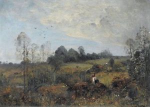 Landschaftspartie Im Jura Mit Bauerinnen by Louis-Aime Japy
