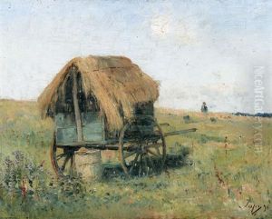 Strohbedeckter Karren Auf Offenem Feld by Louis-Aime Japy