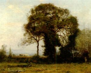 Vaches Sous Le Arbres by Louis-Aime Japy