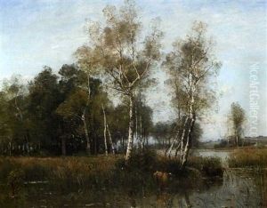 Les Bouleaux Au Bord De L'etang by Louis-Aime Japy