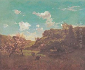 Landschaft Mit Bluhenden Obstbaumen Landschaft Mit Bluhenden Obstbaumen