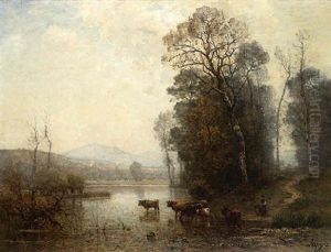 A Landscape With Cows by Louis-Aime Japy