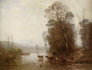 Vaches S'abreuvant by Louis-Aime Japy