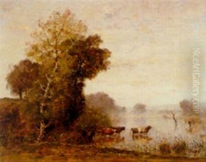 Cows Wading by Louis-Aime Japy