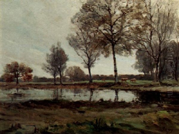 Cattle Grazing By A Lake - view 1