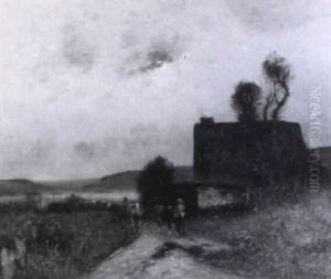 Heimtrieb Der Rinderherde Bei Abenddammerung by Louis-Aime Japy
