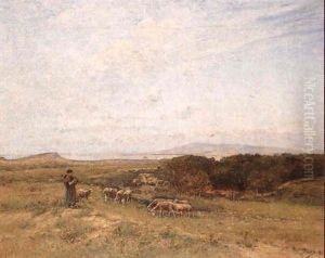 Berger Et Son Troupeau by Louis-Aime Japy