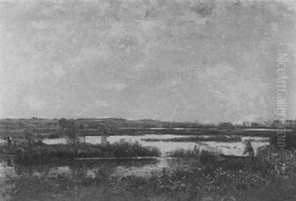 Figures In An Extensive Marsh Landscape - view 1
