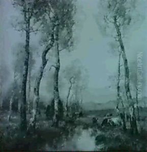 Kuhe Am Wasser In Moolandlandschaft Mit Birken